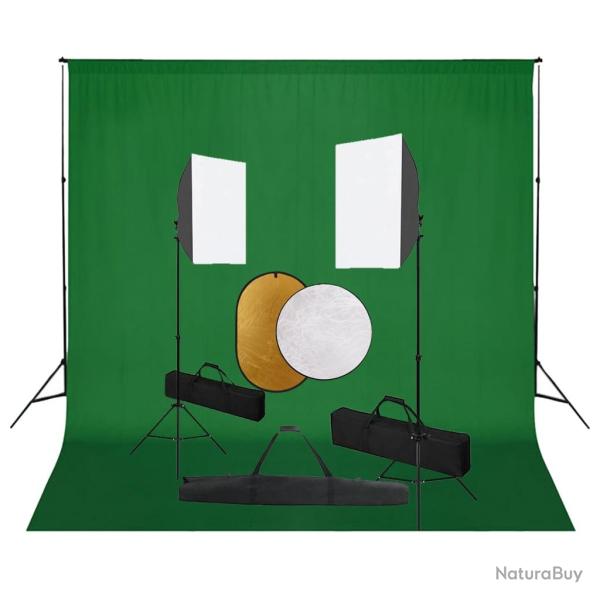 Kit de studio photo professionnel bo�te � lumi�re toile de fond vert et r�flecteur 02_0001497