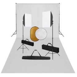 Kit de studio photo professionnel bo&icirc;te &agrave; lumi&egrave;re toile de fond blanc et r&eacute;flecteur 02_0001505