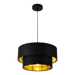 Lampe &agrave; suspendre moderne suspension 60 w en m&eacute;tal et textile diam&egrave;tre 40 cm noir dor&eacute; 03_0005264