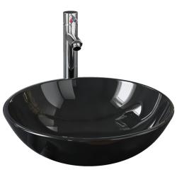 Lavabo de bain avec robinet et drain &agrave; poussoir vasque &agrave; poser de toilette lave-mains de salle de b