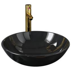 Lavabo de bain avec robinet et drain &agrave; poussoir vasque &agrave; poser de toilette lave-mains de salle de b