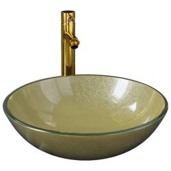 Lavabo de bain avec robinet et drain &agrave; poussoir vasque &agrave; poser de toilette lave-mains de salle de b