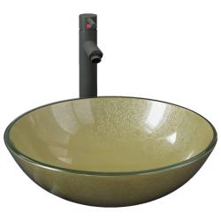Lavabo de bain avec robinet et drain &agrave; poussoir vasque &agrave; poser de toilette lave-mains de salle de b