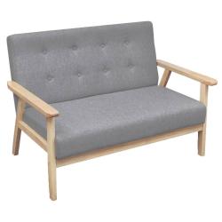 Ensemble de canap&eacute;s 2 pi&egrave;ces tissu gris clair 02_0020174