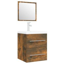 Meuble lavabo avec bassin int&eacute;gr&eacute; 41 x 38,5 x 48 cm bois d'ing&eacute;nierie marron 02_0006868