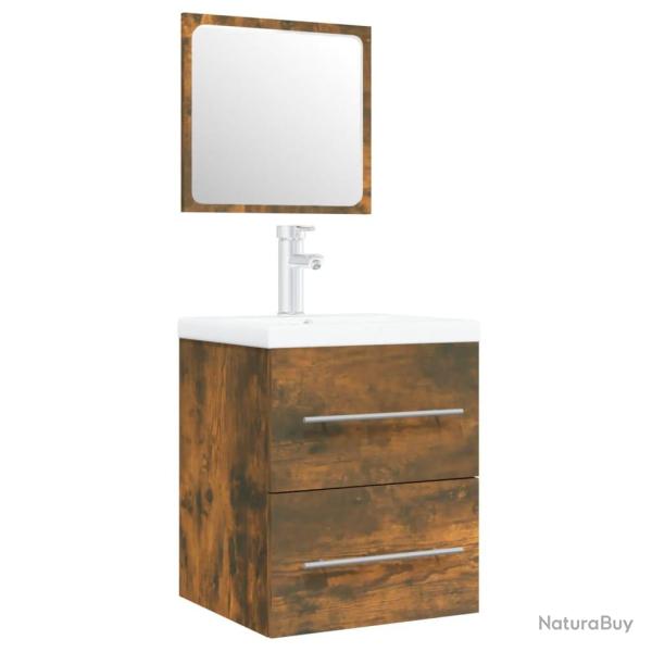 Meuble lavabo avec bassin int�gr� 41 x 38,5 x 48 cm bois d'ing�nierie marron 02_0006868