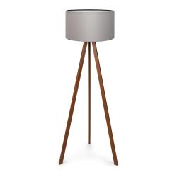 Lampadaire lampe lumi&egrave;re luminaire hauteur 140 cm E27 effet bois gris 03_0007294