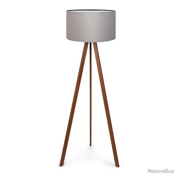Lampadaire lampe lumi�re luminaire hauteur 140 cm E27 effet bois gris 03_0007294