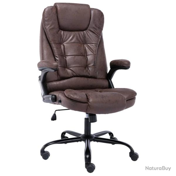 Chaise fauteuil si�ge de bureau informatique �tude fonc� similicuir daim brun 02_0024030