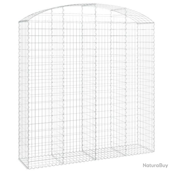 Panier de gabions cl�ture cage mur de sout�nement arqu� 200 x 50 x 200/220 cm fer galvanis� Argent