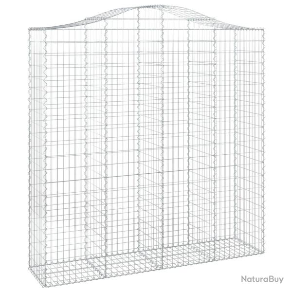 Panier de gabions cl�ture cage mur de sout�nement arqu� 200 x 50 x 200/220 cm fer galvanis� Argent