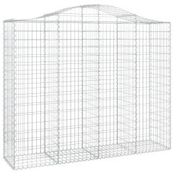 Panier de gabions cl&ocirc;ture cage mur de sout&egrave;nement arqu&eacute; 200 x 50 x 160/180 cm fer galvanis&eacute; Argent