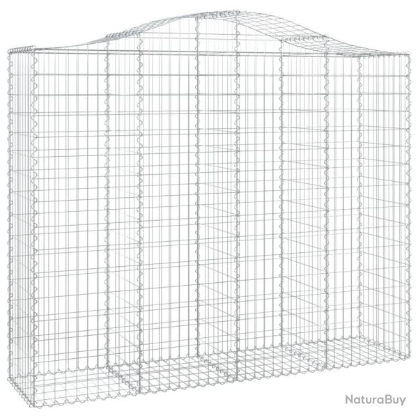 Panier de gabions cl�ture cage mur de sout�nement arqu� 200 x 50 x 160/180 cm fer galvanis� Argent