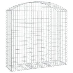 Panier de gabions cl&ocirc;ture cage mur de sout&egrave;nement arqu&eacute; 150 x 50 x 140/160 cm fer galvanis&eacute; Argent