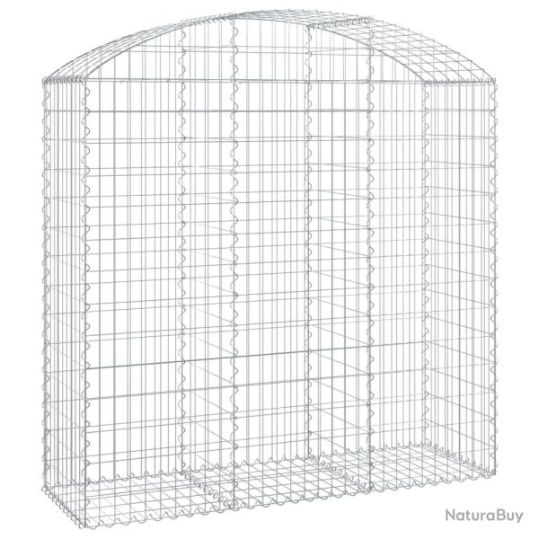 Panier de gabions cl�ture cage mur de sout�nement arqu� 150 x 50 x 140/160 cm fer galvanis� Argent