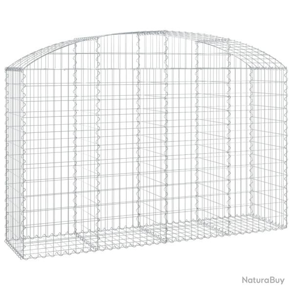 Panier de gabions cl�ture cage mur de sout�nement arqu� 200 x 50 x 120/140 cm fer galvanis� Argent
