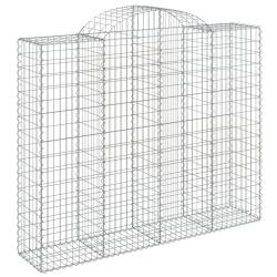 Panier de gabions cl&ocirc;ture cage mur de sout&egrave;nement arqu&eacute; 200 x 50 x 160/180 cm fer galvanis&eacute; Argent