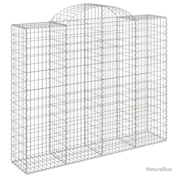 Panier de gabions cl�ture cage mur de sout�nement arqu� 200 x 50 x 160/180 cm fer galvanis� Argent