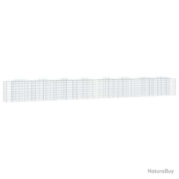 Lit sur�lev� � gabions arqu� 800 x 50 x 100 cm fer galvanis� Argent 02_0039943