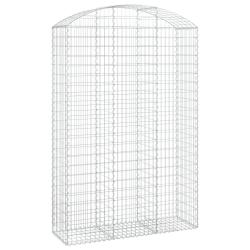 Panier de gabions cl&ocirc;ture cage mur de sout&egrave;nement arqu&eacute; 150 x 50 x 220/240 cm fer galvanis&eacute; Argent