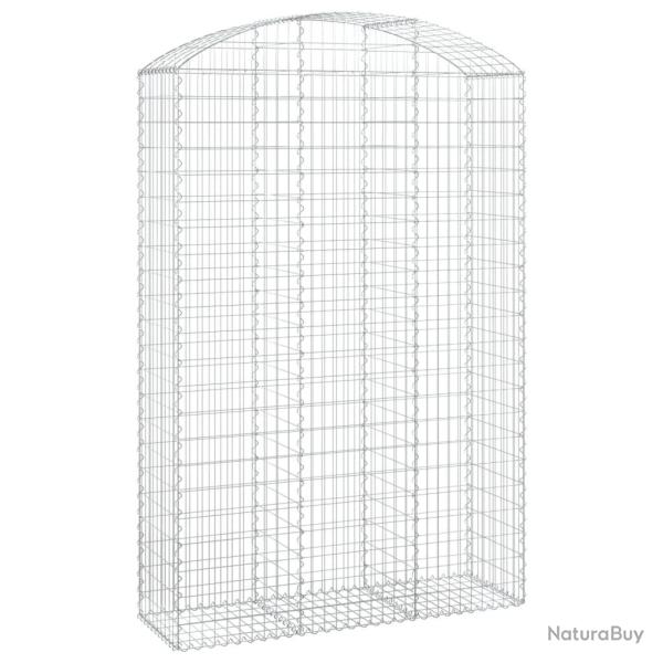 Panier de gabions cl�ture cage mur de sout�nement arqu� 150 x 50 x 220/240 cm fer galvanis� Argent