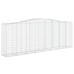 Panier de gabions cl&ocirc;ture cage mur de sout&egrave;nement arqu&eacute; 400 x 50 x 140/160 cm fer galvanis&eacute; Argent