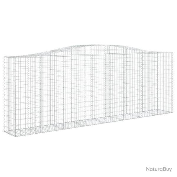 Panier de gabions cl�ture cage mur de sout�nement arqu� 400 x 50 x 140/160 cm fer galvanis� Argent