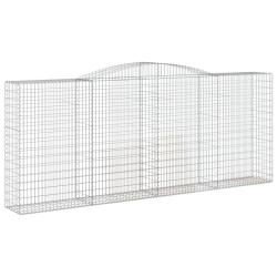 Panier de gabions cl&ocirc;ture cage mur de sout&egrave;nement arqu&eacute; 400 x 50 x 160/180 cm fer galvanis&eacute; Argent