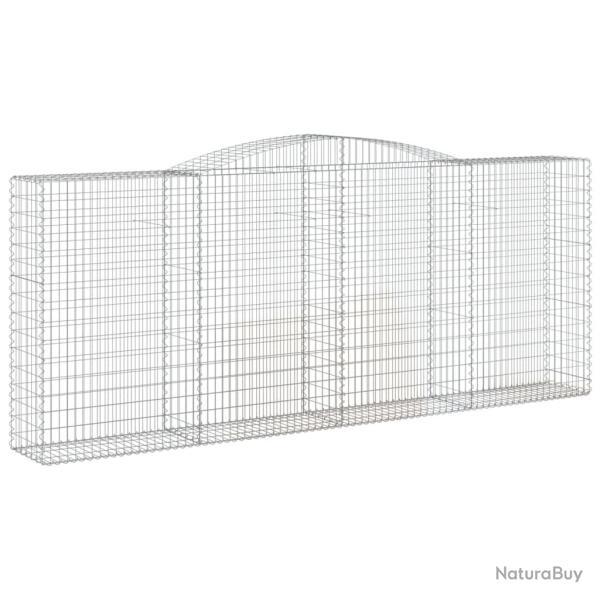 Panier de gabions cl�ture cage mur de sout�nement arqu� 400 x 50 x 160/180 cm fer galvanis� Argent