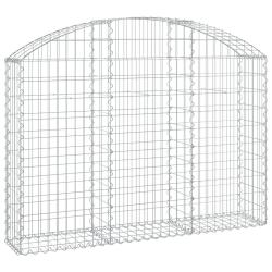 Panier de gabions cl&ocirc;ture cage mur de sout&egrave;nement arqu&eacute; 150 x 30 x 100/120 cm fer galvanis&eacute; Argent