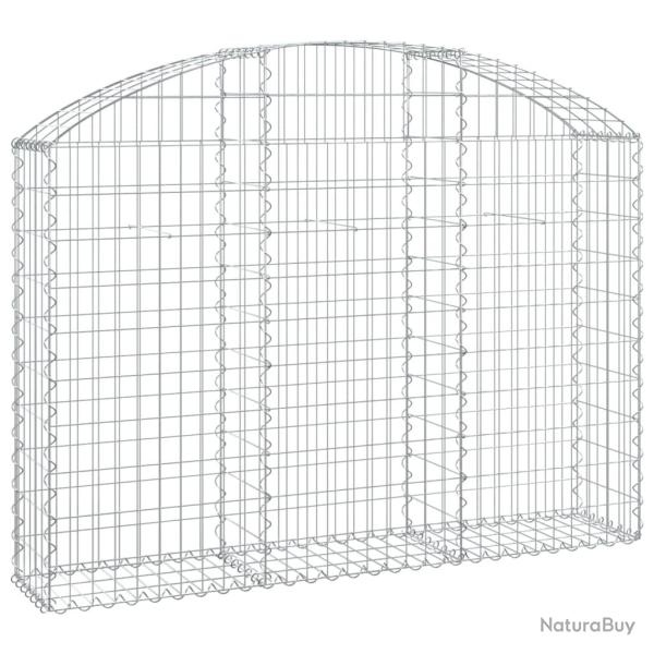 Panier de gabions cl�ture cage mur de sout�nement arqu� 150 x 30 x 100/120 cm fer galvanis� Argent