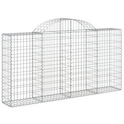 Panier de gabions cl&ocirc;ture cage mur de sout&egrave;nement arqu&eacute; 200 x 30 x 100/120 cm fer galvanis&eacute; Argent