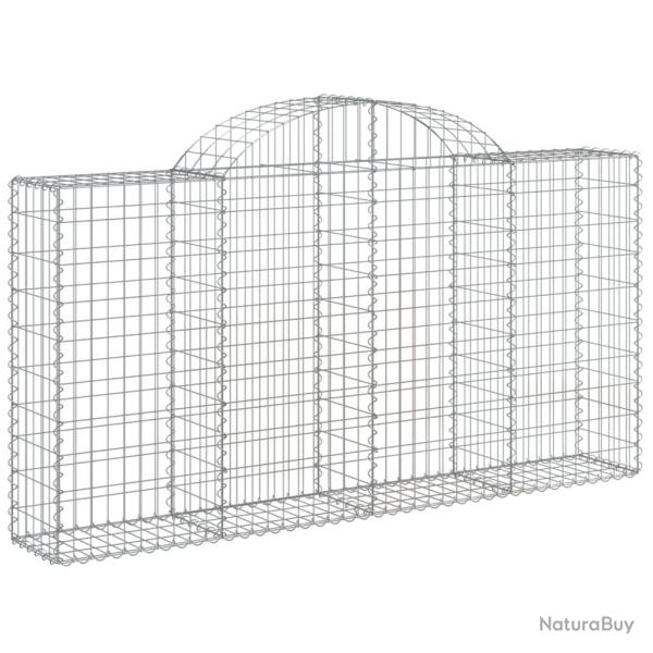 Panier de gabions cl�ture cage mur de sout�nement arqu� 200 x 30 x 100/120 cm fer galvanis� Argent