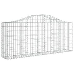 Panier de gabions cl&ocirc;ture cage mur de sout&egrave;nement arqu&eacute; 200 x 30 x 80/100 cm fer galvanis&eacute; Argent 0