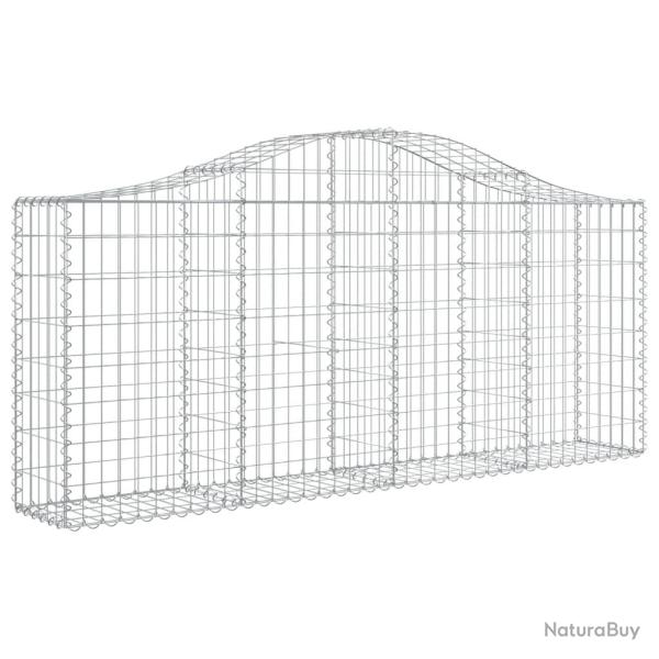 Panier de gabions cl�ture cage mur de sout�nement arqu� 200 x 30 x 80/100 cm fer galvanis� Argent 0