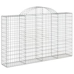 Panier de gabions cl&ocirc;ture cage mur de sout&egrave;nement arqu&eacute; 200 x 30 x 120/140 cm fer galvanis&eacute; Argent
