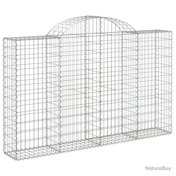 Panier de gabions cl�ture cage mur de sout�nement arqu� 200 x 30 x 120/140 cm fer galvanis� Argent