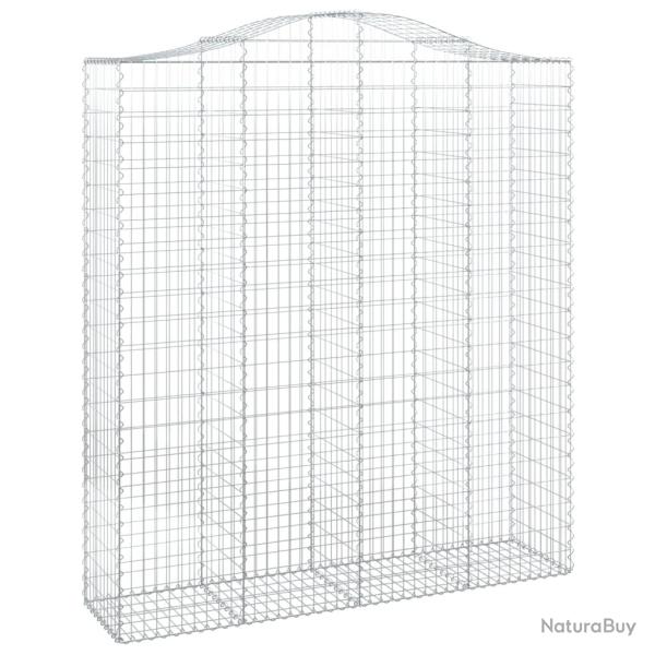Panier de gabions cl�ture cage mur de sout�nement arqu� 200 x 50 x 220/240 cm fer galvanis� Argent