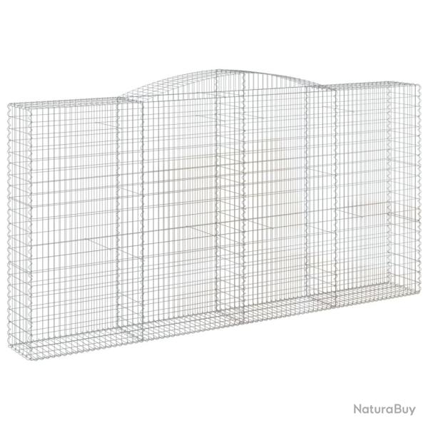 Panier de gabions cl�ture cage mur de sout�nement arqu� 400 x 50 x 200/220 cm fer galvanis� Argent
