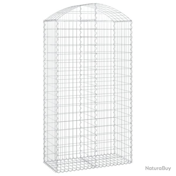 Panier de gabions cl�ture cage mur de sout�nement arqu� 100 x 50 x 180/200 cm fer galvanis� Argent
