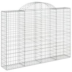 Panier de gabions cl&ocirc;ture cage mur de sout&egrave;nement arqu&eacute; 200 x 30 x 140/160 cm fer galvanis&eacute; Argent