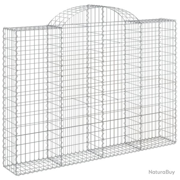 Panier de gabions cl�ture cage mur de sout�nement arqu� 200 x 30 x 140/160 cm fer galvanis� Argent