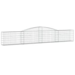 Panier de gabions cl&ocirc;ture cage mur de sout&egrave;nement arqu&eacute; 400 x 30 x 60/80 cm fer galvanis&eacute; Argent 02
