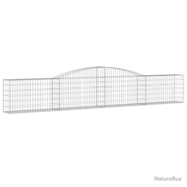 Panier de gabions cl�ture cage mur de sout�nement arqu� 400 x 30 x 60/80 cm fer galvanis� Argent 02
