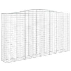 Panier de gabions cl&ocirc;ture cage mur de sout&egrave;nement arqu&eacute; 400 x 50 x 220/240 cm fer galvanis&eacute; Argent