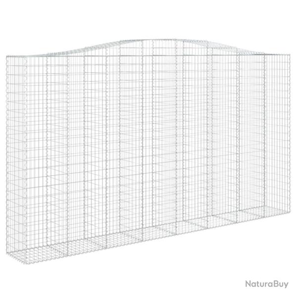 Panier de gabions cl�ture cage mur de sout�nement arqu� 400 x 50 x 220/240 cm fer galvanis� Argent