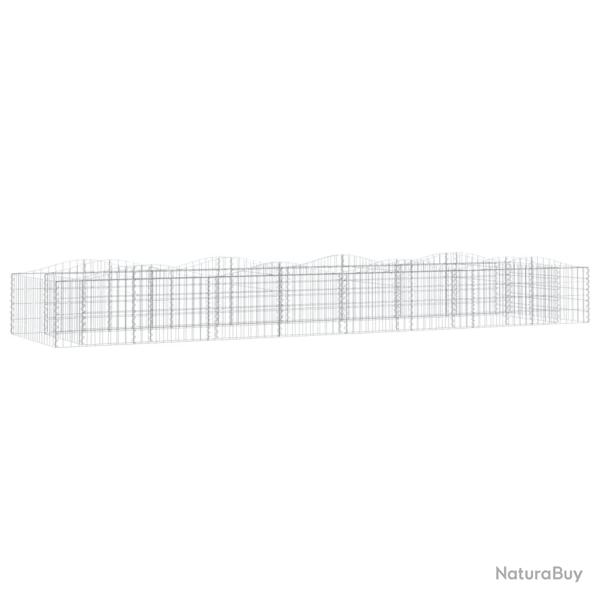 Lit sur�lev� � gabions arqu� 600 x 100 x 50 cm fer galvanis� Argent 02_0039938