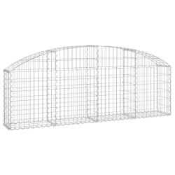 Panier de gabions cl&ocirc;ture cage mur de sout&egrave;nement arqu&eacute; 200 x 30 x 60/80 cm fer galvanis&eacute; Argent 02