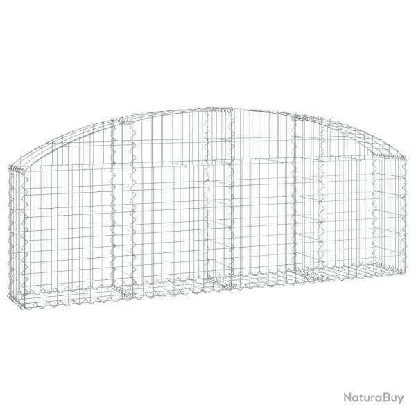 Panier de gabions cl�ture cage mur de sout�nement arqu� 200 x 30 x 60/80 cm fer galvanis� Argent 02