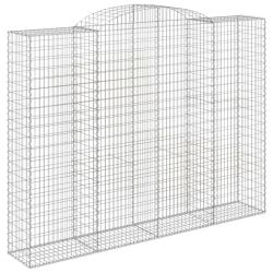 Panier de gabions cl&ocirc;ture cage mur de sout&egrave;nement arqu&eacute; 300 x 50 x 220/240 cm fer galvanis&eacute; Argent